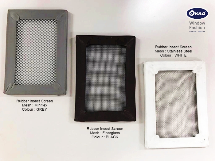 ONNA BANDUNG RUBBER INSECT SCREENS Rubber Insect Screen, salah satu produk dari ONNA untuk dipasang di jendela - jendela, ventilasi, pintu - pintu, dll sebagai pelindung/penahan masuknya serangga pengganggu seperti nyamuk, lalat, dll. Terbuat dari bahan mesh alumunium, mesh stainless steel, mesh fibreglass, mesh miniflex. Memiliki daya tahan terhadap kerusakan tinggi, tahan lama, mudah dibersihkan, anti karat & lembab. Penempelan berbahan magnet (Magnetic) dan karet (Rubber) ke dalam rangka untuk pemasangan. Anti Nyamuk Tanpa Bahan Kimia Berbahaya, udara segar tetap bersirkulasi, aman & sehat.